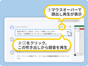議事録作成に役立つ頭出し再生機能 - 聞きたい場所から再生できる